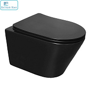 Унитаз подвесной AZARIO AZ-2480MB VELA ТОРНАДО с сиденьем микролифт ЧЕРНЫЙ МАТОВЫЙ