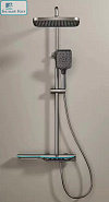 Душевая система BARSELLO YH-SH2101-2 с термостатом (ГОРЯЧАЯ ВОДА СЛЕВА) графит(оружейная сталь)