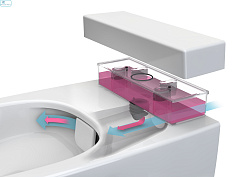 Унитаз подвесной VITRA D-LIGHT безободковый с бачком для чистящей жидкости Vitra fresh с микролифтом