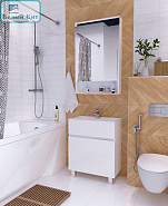 Тумба МАРКА №1 напольная Mira 60Н 2Д белый глянец с раковиной