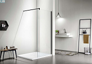 Душевая перегородка AQUATEK Walk in 09020BL 90*200 см  профиль черный стекло прозрачное 8 мм