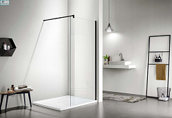 Душевая перегородка AQUATEK Walk in 09020BL 90*200 см  профиль черный стекло прозрачное 8 мм