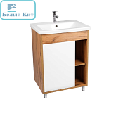 Тумба VIANT напольная "Бостон-50" 50 см БЕЛЫЙ  1 дверь, полка с раковиной COMO 50