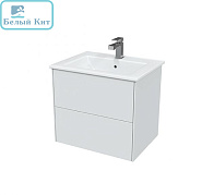 Тумба MIRSANT подвесная "ULTRA-60" белая глянец 2 ящика без раковины Next-60