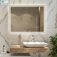 Зеркало MONTEREY "АДЕЛИЯ 116" ЛЮКС 90х70 с подогревом,подсветкой и часами холодный свет, мультиблок