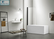 Душевая шторка AQUATEK AQ DEL SBA 08015BL 800X1500 поворотная профиль черный, стекло прозрачное 