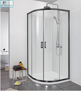Душевое ограждение AQUATEK ARI RO 09020BL 90*90*200 см полукруглое профиль черный стекло прозр 6мм