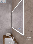 Зеркало MONTEREY "АДЕЛИЯ 116" ЛЮКС 100х70 с подогревом,подсветкой и часами холодный свет, мультиблок