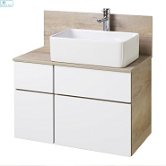 Тумба  АКВАТОН подвесная "МИШЕЛЬ-80" белая /дуб эндгрейн под столешницу Мишель-80