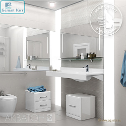 Умывальник АКВАТОН "ОТЕЛЬ" 3/1000 белая правая с навесами