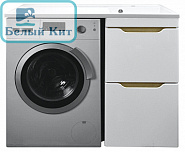 Тумба AZARIO под стиральную машину "Magenta-120" правая (56) белая с раковиной