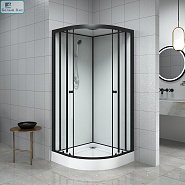 Душевая кабина Loranto CS-22109 90*90*215 низкий поддон 15см матовая черный профиль