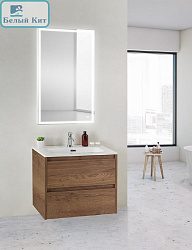 Тумба Belbagno подвесная "Kraft" 50 см Rovere Tabacco с умывальником BB500/390ETL