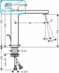 Смеситель для раковины HANSGROHE 71562000 VERNIS SHAPE 190 Донный клапан