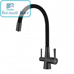 Смеситель для кухни LEMARK LM3075GM "Комфорт" графит/чёрный с гибк. излив.