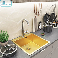 МОЙКА НАСТОЛ.МОНТАЖ 50Х50 (3,0) ВЫП 3 1/2 MIXLINE PRO 20СМ С СИФОНОМ (ЗОЛОТО) код 550548