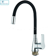 Смеситель для кухни LEDEME L4699-2 с силиконовым изливом (черный/хром)