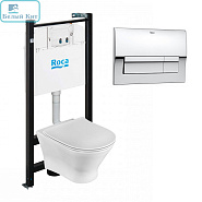 Комплект инсталляции с унитазом ROCA FARO (унитаз, сиденье с микролифтом, кнопка)
