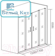 Душевая дверь раздвижная GOOD DOOR INFINITY WTW-TD-150-G-CH 150*185 см стекло матовое 6 мм
