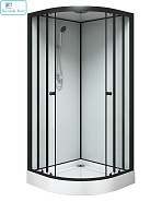 Душевая кабина Loranto CS-22109 90*90*215 низкий поддон 15см матовая черный профиль