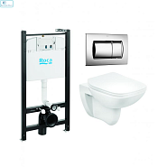 Комплект инсталляции с унитазом ROCA DEBBA (унитаз, сиденье с микролифтом, кнопка)