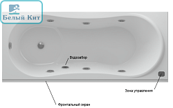 Ванна AQUATEK "АФРОДИТА" 170х70х66 акриловая с гидромассажем+ панель фронтальная+сливная система