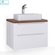 Тумба RAVAL WOOD подвесная 80 белая со столешницей WOOD 80  Тёмное дерево