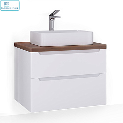 Тумба RAVAL WOOD подвесная 80 белая со столешницей WOOD 80  Тёмное дерево