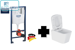 Комплект инсталляции с унитазом GROHE RAPID SL 38772001 3 в 1 + безоботковый c сиденьем микролифт
