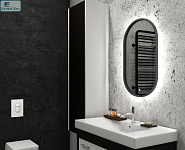 Зеркало Континент "PRIME BLACK LED" 45х80 см в МДФ раме