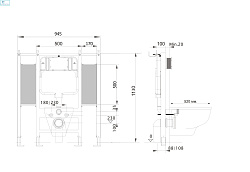 Инсталляция Aquatek Standart INS-0000015 (КНОПКА И КРЕПЛЕНИЕ ОТДЕЛЬНО) для МГН