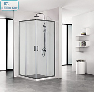 Душевое ограждение AQUATEK ARI KV 09020BL 90*90*200 см квадратное профиль черный стекло прозрач 6мм