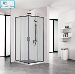 Душевое ограждение AQUATEK ARI KV 09020BL 90*90*200 см квадратное профиль черный стекло прозрач 6мм