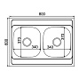 МОЙКА MIXLINE 60Х80 (0,6) 2-Х ЧАШ ВЫП 3 1/2 MIXLINE 18СМ С СИФОНОМ 	528171