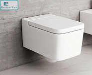 Унитаз подвесной ROCA "INSPIRA Square" Rimless c сиденьем микролифт (7.3465.2.700.0+7.8015.3.264.B)