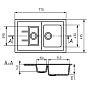 Мойка ML-GM22 двухчашевая с крылом, бежевая (328), 495*770*195мм